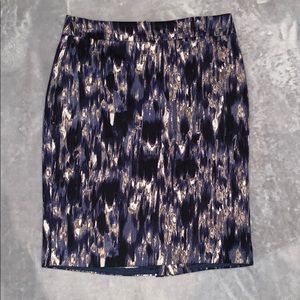 Ann Taylor Blue Patterned Pencil Skirt